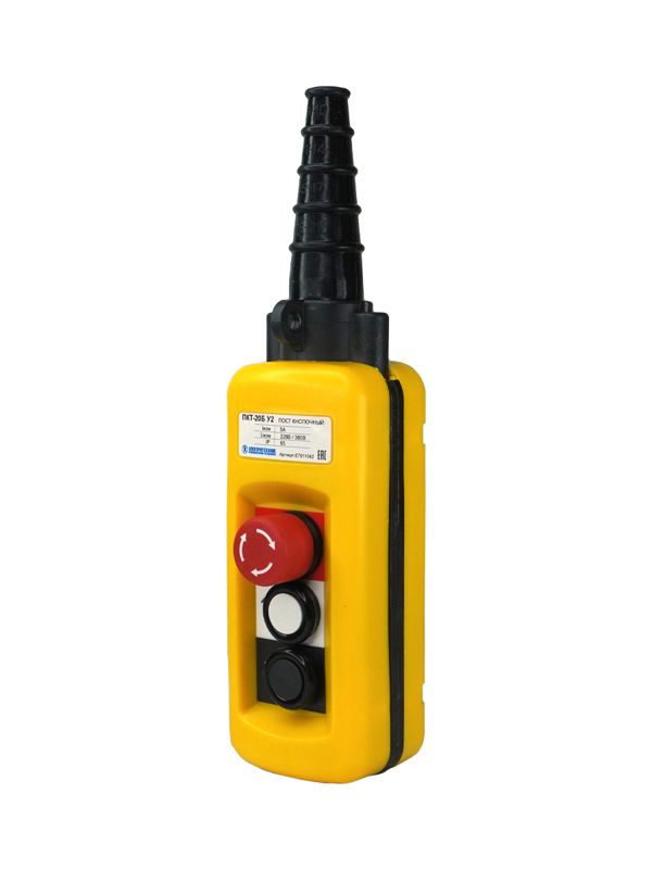 Пост кнопочный ПКТ-20Б У2 IP65 кнопка БЛОКИРОВКА с фиксацией (красн.) вверх/вниз 2NO Электротехник ET011042