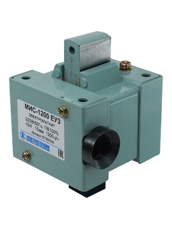 Электромагнит МИС-1200 ЕУ3 220В толкающее исп. ПВ 100% IP20 с жесткими выводами Электротехник ET502255