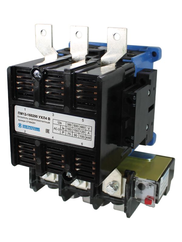 Пускатель электромагнитный ПМ12-160200 УХЛ4 В 160А 220В/50Гц AC 2НО+2НЗ нереверсивный с реле РТТ-326 136-160А Электротехник ET504291