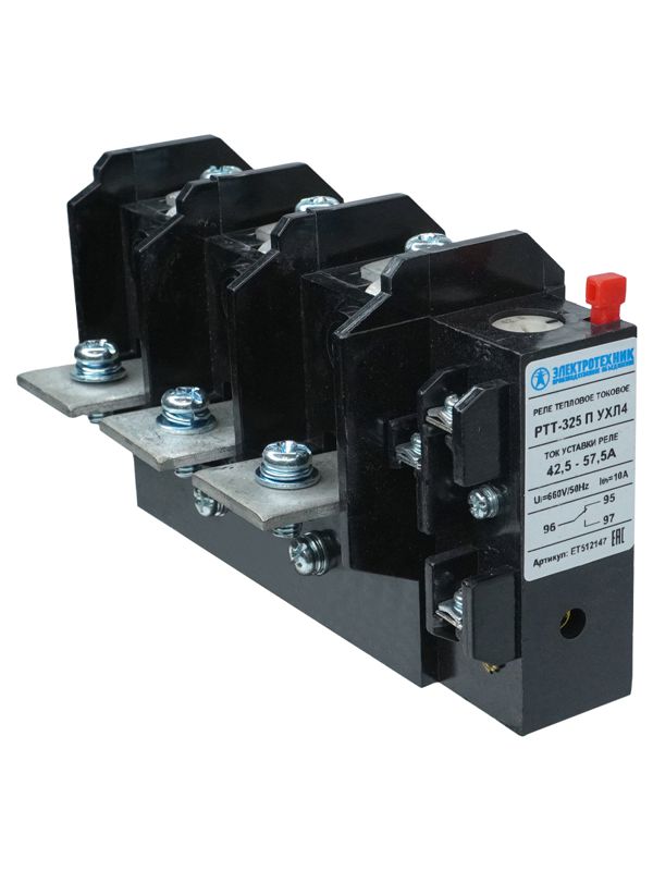 Реле тепл. РТТ-325 П УХЛ4 50А 42.5-57.5А 660В/50Гц 1з+1р ручной возврат IP00 Электротехник ET512147