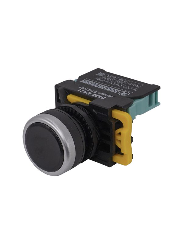 Выключатель кнопочный ВК22-EА21-65У1 1НО цилиндр d22мм IP65 черн. Электротехник ET521003