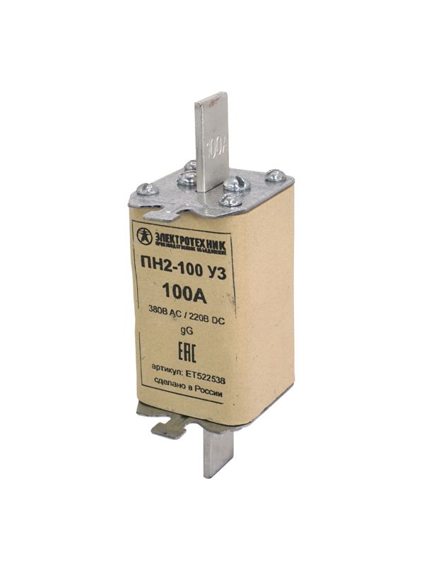 Вставка плавкая ПН2-100 У3 на 100А медные ножи Электротехник ET522538