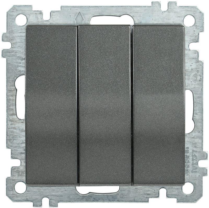 Выключатель 3-кл. СП Bolero ВС10-3-0-Б 10А IP20 10А IP20 механизм антрацит IEK EVB30-K95-10