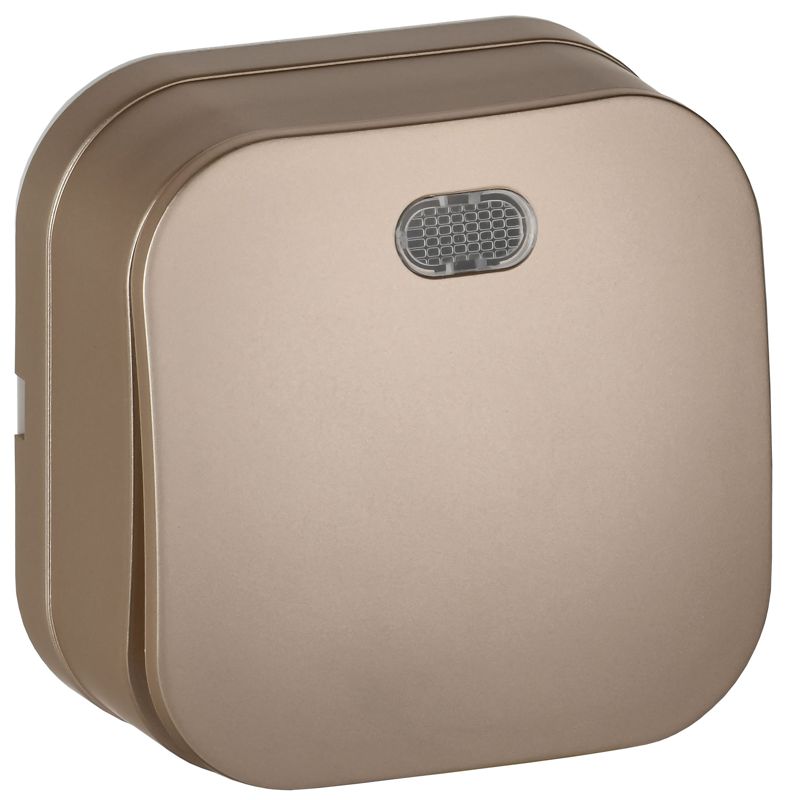 Выключатель 1-кл. ОП GLORY ВС20-1-1-ХШм 10А с индикацией шампань матов. IEK EVH11-K37M-10