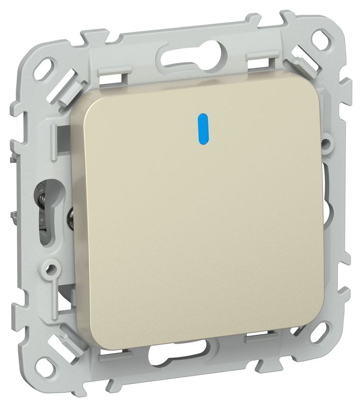 Выключатель проходной 1-кл. СП FLITE ВС61-1-1-ФлШ 10А с индикацией механизм шампань IEK FI-V12-1-10-1-K37