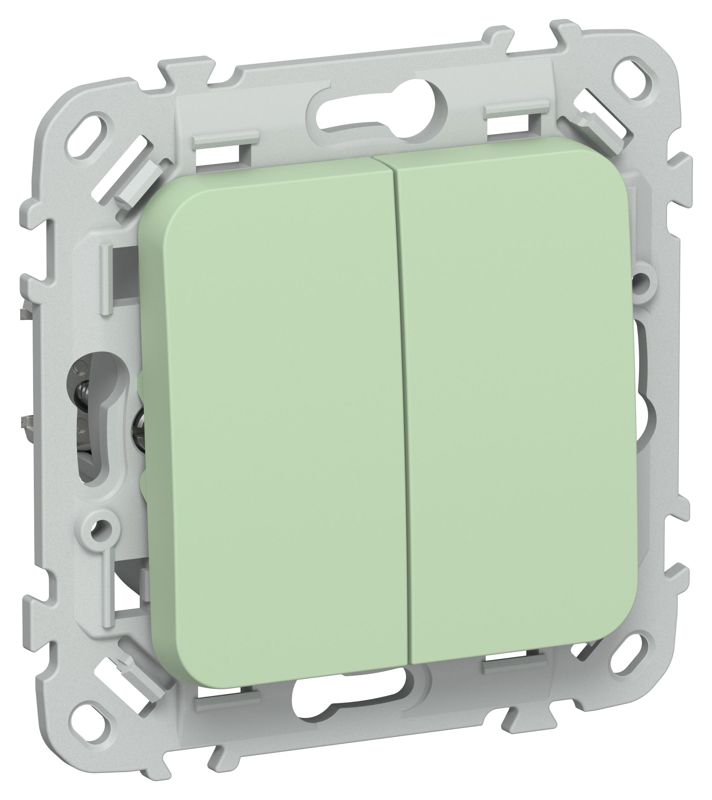 Выключатель жалюзи СП FLITE ВЖ42-2-0-ФлФ 10А с блокировкой механизм фисташк. IEK FI-V15-0-10-K93