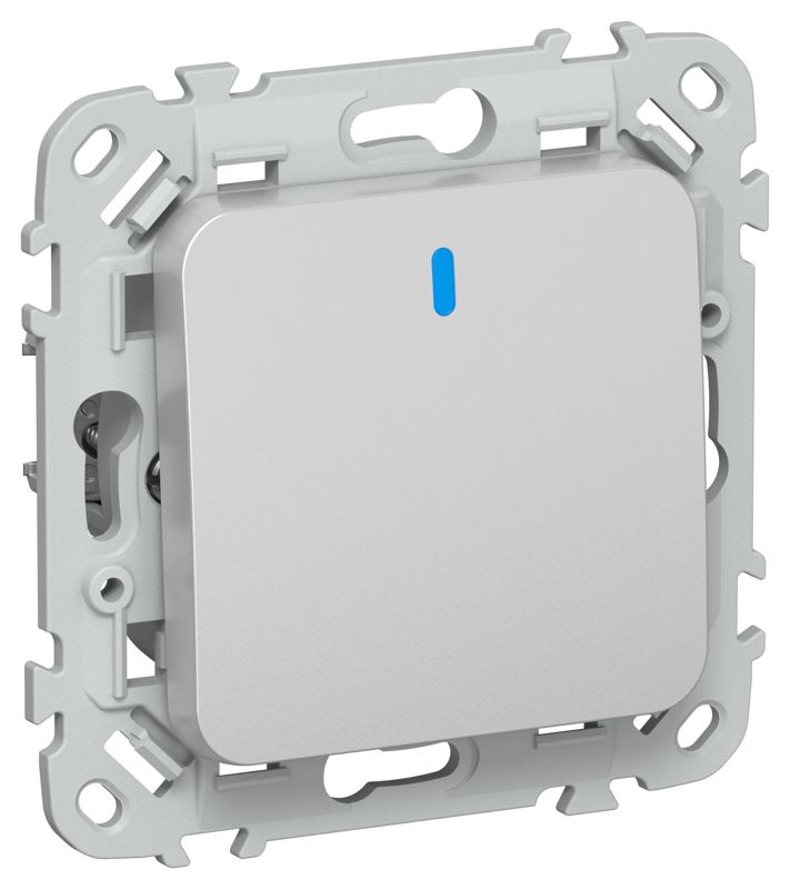 Выключатель кнопочный проходной 1-кл. СП FLITE ВС61-2-1-ФлА 10А с индикацией механизм алюм. IEK FI-V18-1-10-1-K47