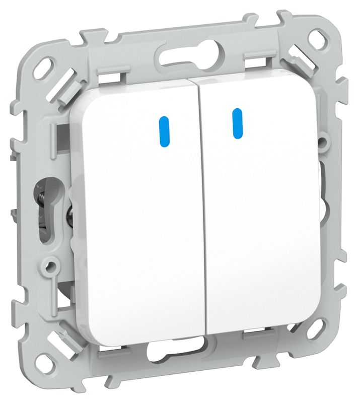Выключатель 2-кл. СП FLITE ВС12-1-1-ФлБ 10А с индикацией механизм бел. IEK FI-V20-1-10-1-K01