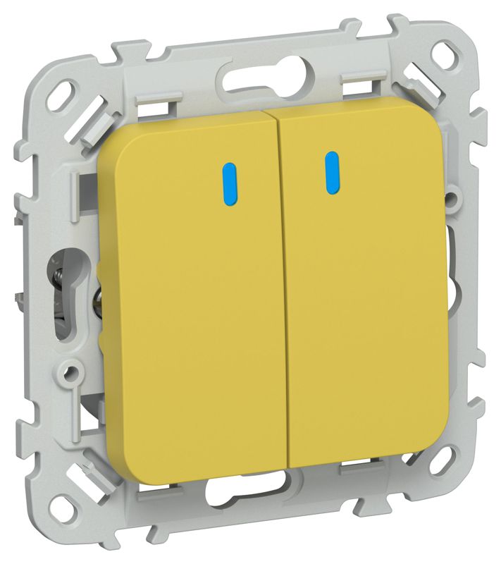 Выключатель 2-кл. СП FLITE ВС12-1-1-ФлЖК 10А с индикацией механизм желт. карри IEK FI-V20-1-10-1-K44