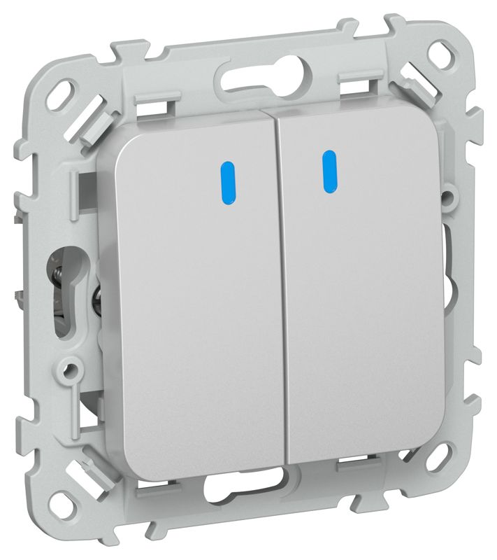 Выключатель проходной 2-кл. СП FLITE ВС62-1-1-ФлА 10А с индикацией механизм алюм. IEK FI-V22-1-10-1-K47