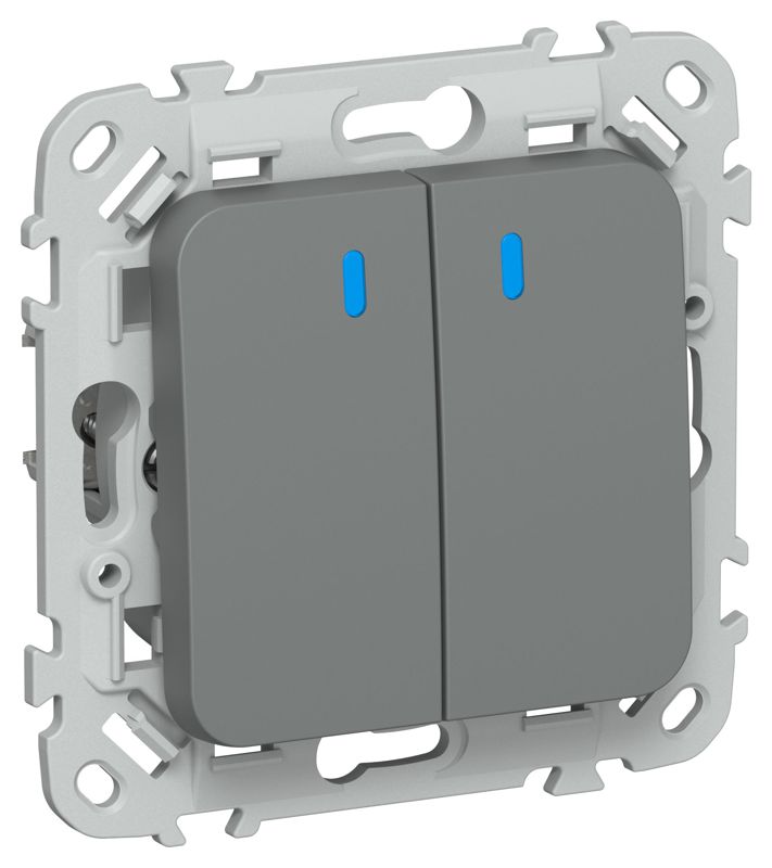 Выключатель кнопочный 2-кл. СП FLITE ВС12-2-1-ФлМА 10А с индикацией механизм мокрый асфальт IEK FI-V24-1-10-1-K80