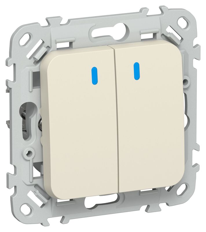 Выключатель кнопочный 2-кл. СП FLITE ВС12-2-1-ФлСл 10А с индикацией механизм сливочный IEK FI-V24-1-10-1-K86