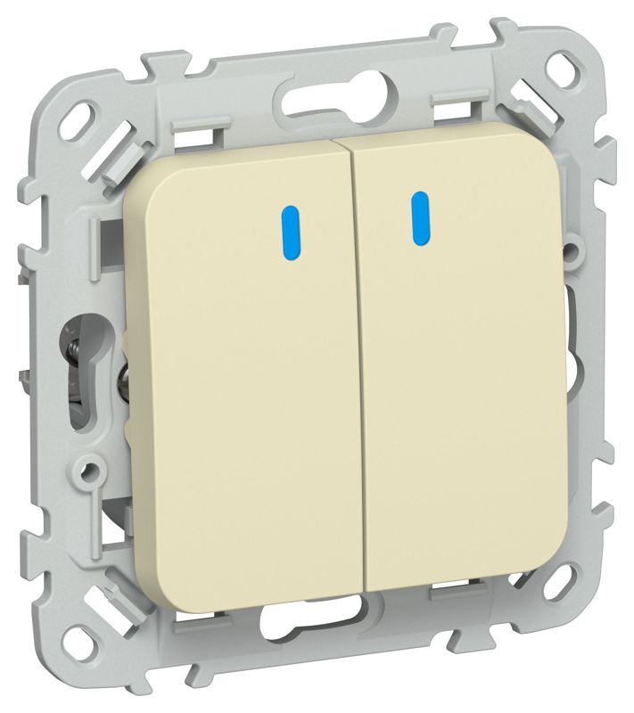 Выключатель кнопочный 2-кл. СП FLITE ВС12-2-1-ФлН 10А с индикацией механизм навахо IEK FI-V24-1-10-1-K87