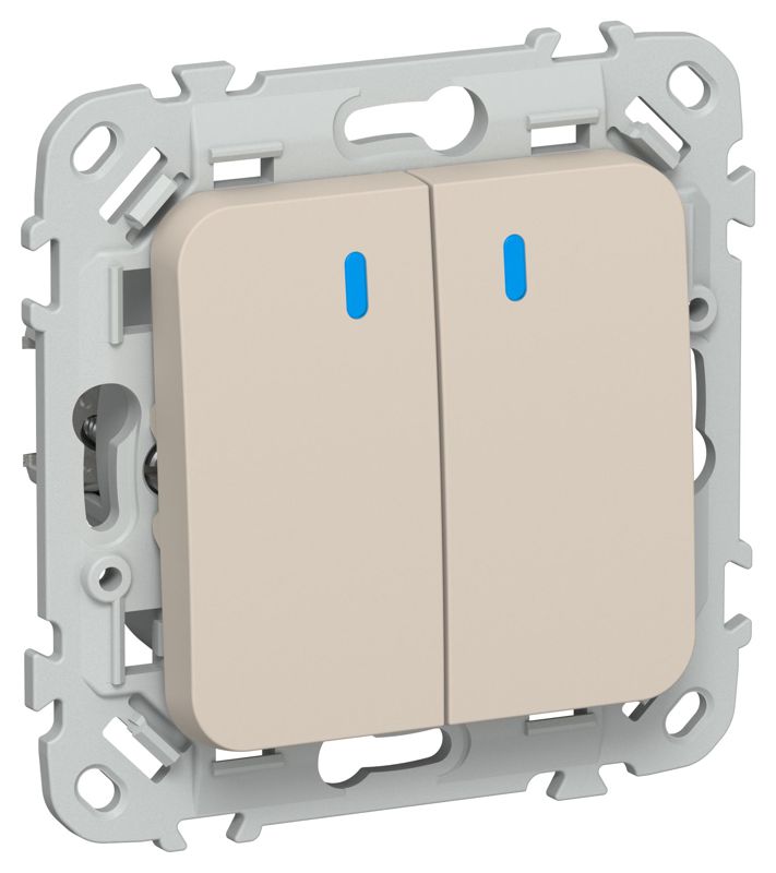 Выключатель кнопочный 2-кл. СП FLITE ВС12-2-1-ФлЛ 10А с индикацией механизм льняной IEK FI-V24-1-10-1-K88