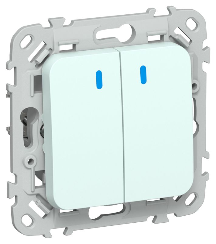 Выключатель кнопочный 2-кл. СП FLITE ВС12-2-1-ФлХЛ 10А с индикацией механизм холод. лед IEK FI-V24-1-10-1-K94