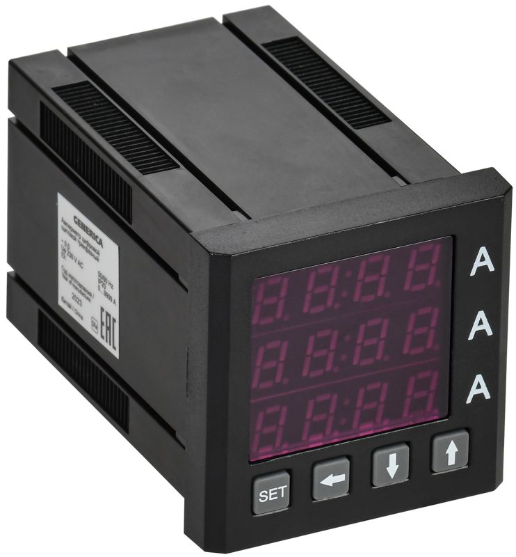 Амперметр цифровой щитовой 3ф 48х48 LED GENERICA IDA31-5-3-0-LED-G