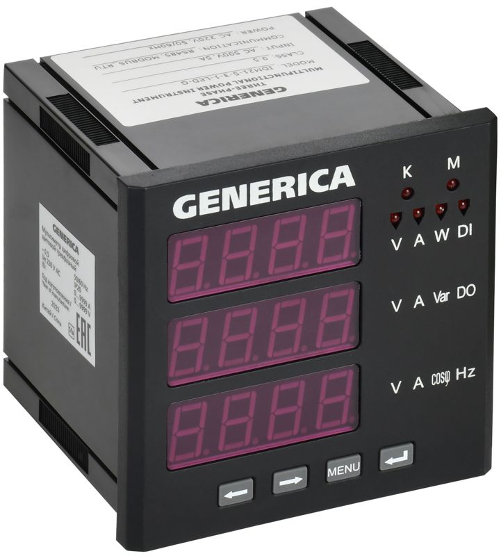 Мультиметр цифровой щитовой 3ф RS-485 96х96 LED GENERICA IDM21-5-3-1-LED-G