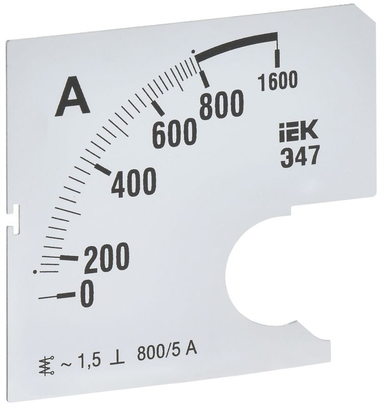Шкала сменная для амперметра Э47 800/5А-1.5 72х72мм IEK IPA10D-SC-0800
