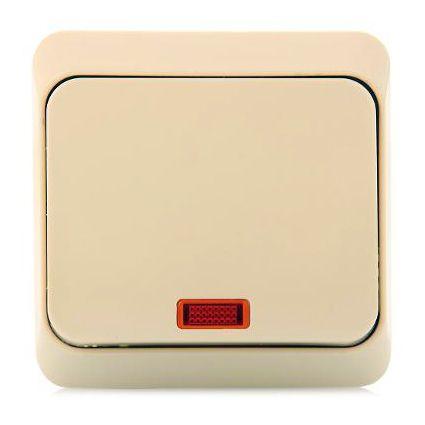 Выключатель кнопочный 1-кл. ОП Этюд 10А IP20 с подсветкой с самовозвратом крем. SchE KA10-002K