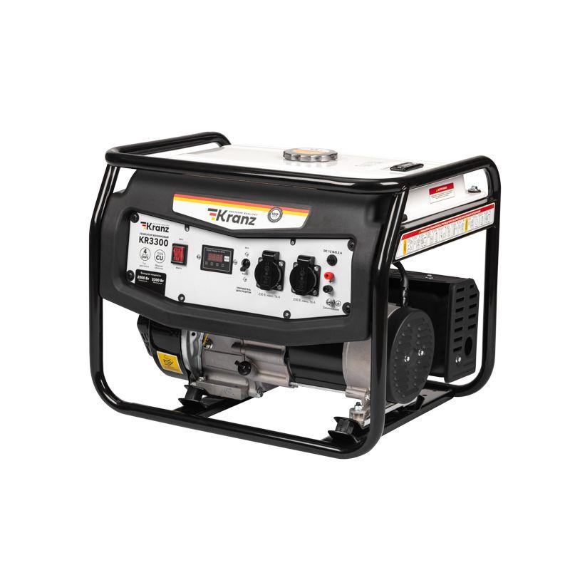 Генератор бензиновый KR3300 3.3кВт 230В 15л ручной стартер KRANZ KR-16-1133