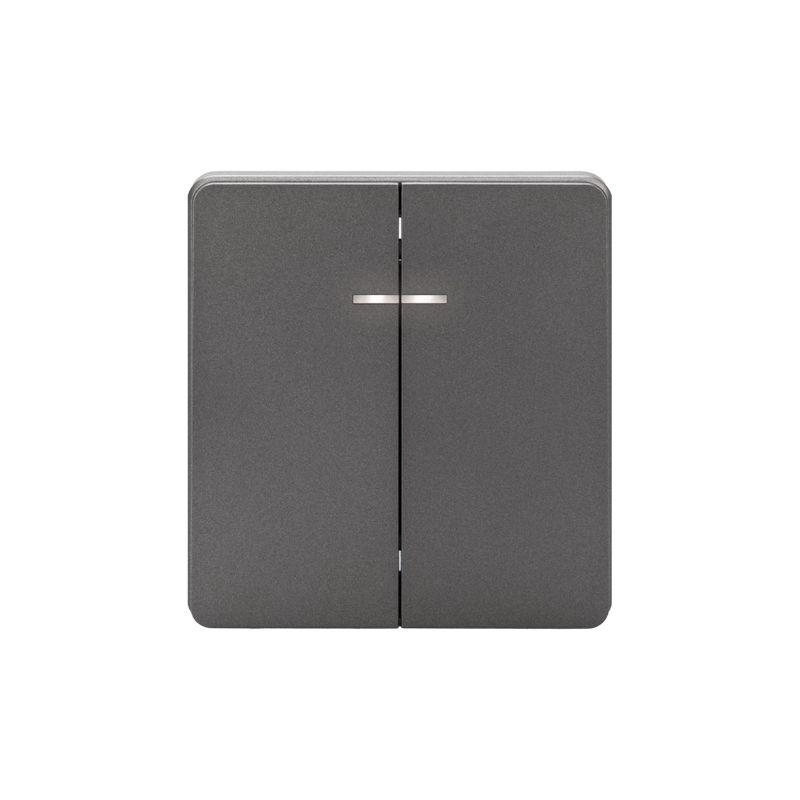 Выключатель 2-кл. СП ROUND MIELE 10А с подсветкой титан Kranz KR-78-0714-2