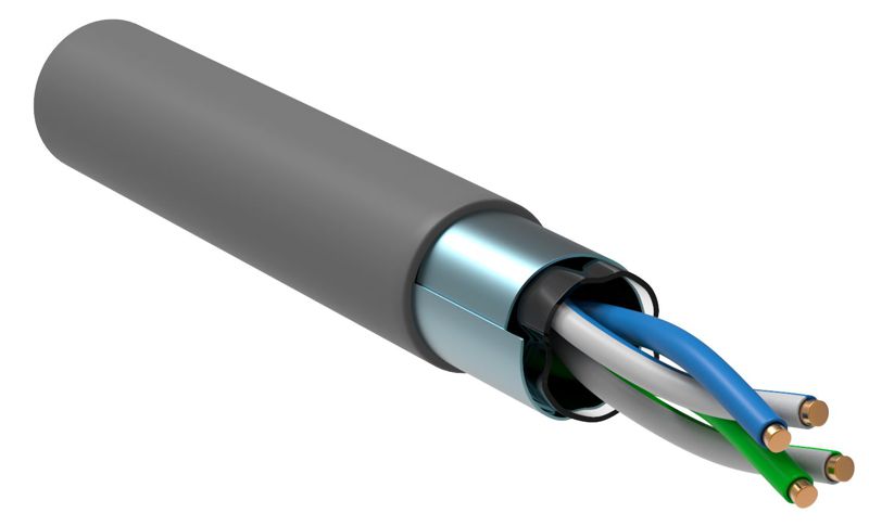 Кабель витая пара F/UTP кат.5E 2х2х24AWG solid сер. (500м) (м) ITK LC1-C5E02-311