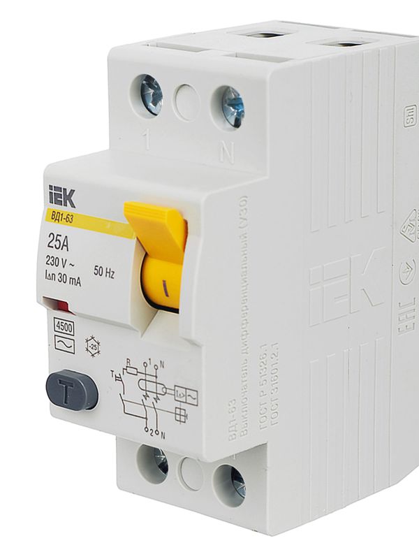 Выключатель дифференциального тока (УЗО) 2п 25А 30мА тип AC ВД1-63 KARAT IEK MDV10-2-025-030