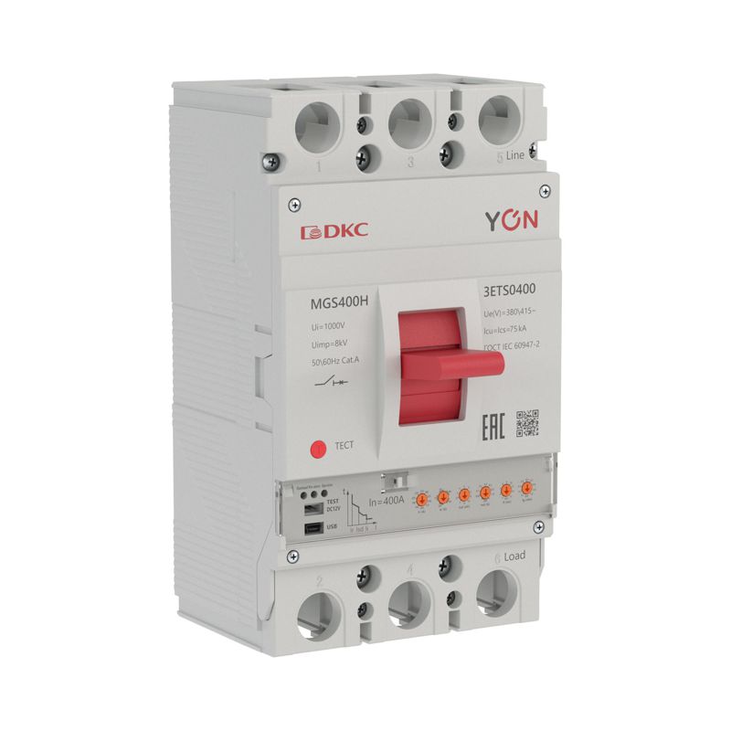 Выключатель автоматический 3п 160-400А 75кА MGS400H с электронным расцепителем ETS в литом корпусе YON MGS400H-3ETS0400