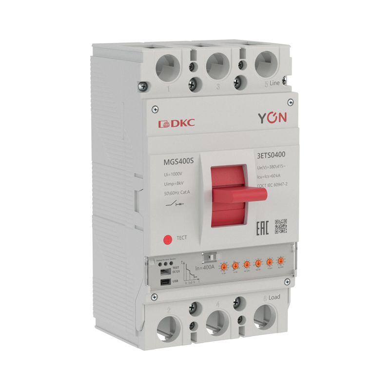 Выключатель автоматический 3п 160-400А 60кА MGS400S с электронным расцепителем ETS в литом корпусе YON MGS400S-3ETS0400