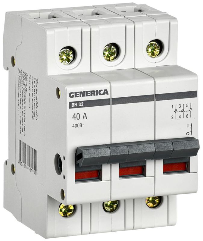 Выключатель нагрузки (мини-рубильник) 3п 40А ВН-32 GENERICA MNV15-3-040