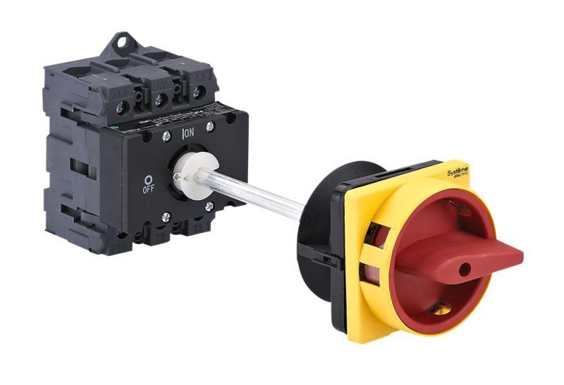 Выключатель-разъединитель 3п 100А IP20 с красн. выносн. рукоят. на дин-рейке/плате с замком SE MSD100340R