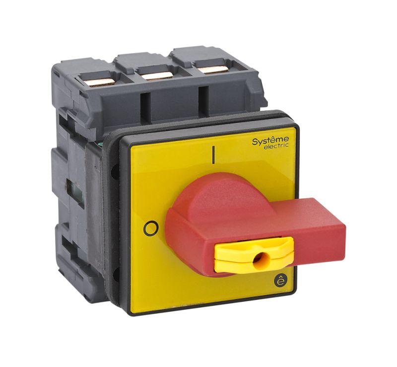 Выключатель-разъединитель 3п 100А IP20 с красн. рукоят. на дверцу 4 винта 1 замок SE MSD100360R