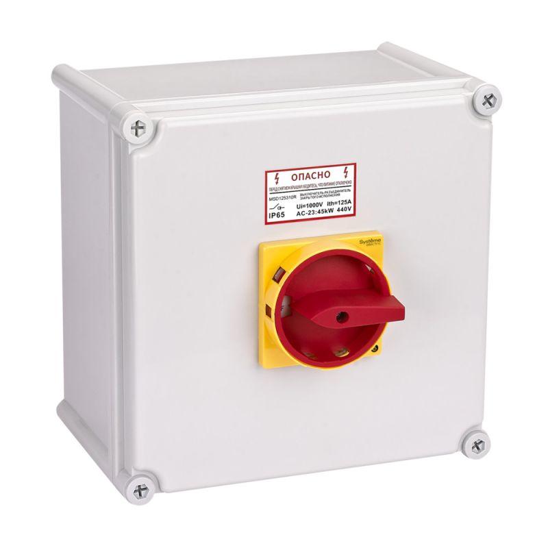 Выключатель-разъединитель главный аварийный 3п 125А IP65 закрытого исп. с замком SE MSD125311R