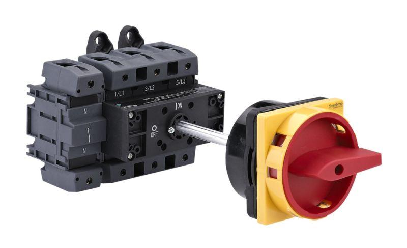 Выключатель-разъединитель 4п 125А IP20 с красн. выносн. рукоят. на дин-рейке/плате с замком SE MSD125440R