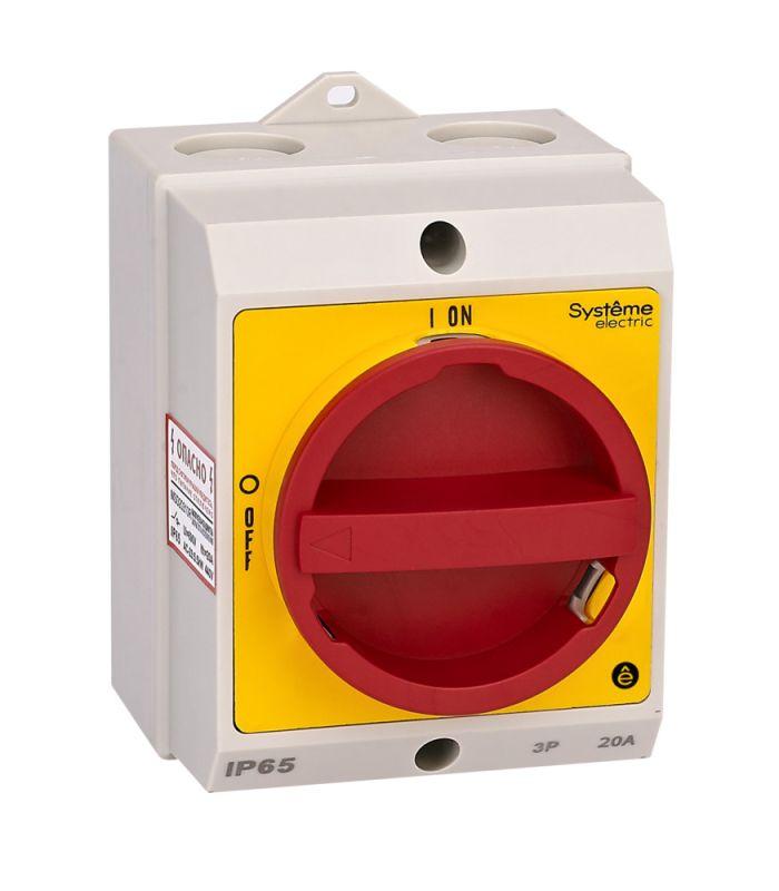 Выключатель-разъединитель главный аварийный 4п 20А IP65 закрытого исп. с замком SE MSD20411R