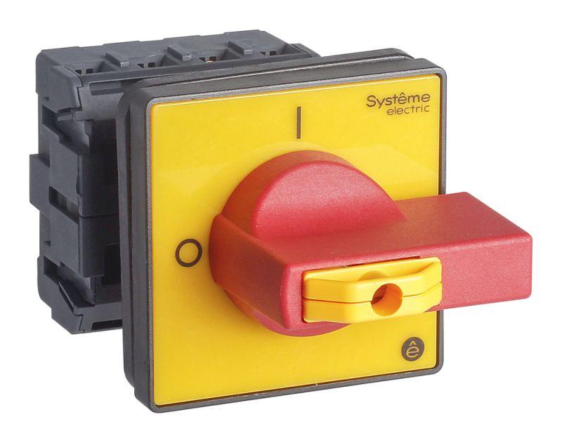 Выключатель-разъединитель 4п 32А IP20 с красн. рукоят. на дверцу 4 винта 1 замок SE MSD32460R