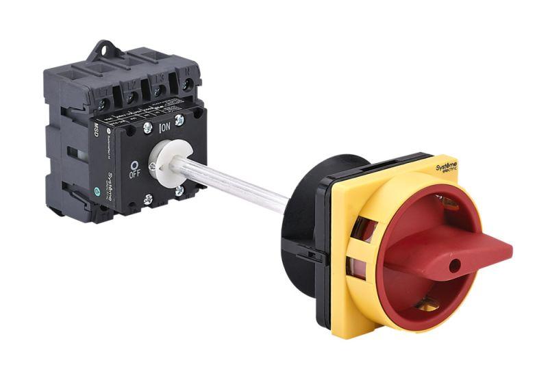 Выключатель-разъединитель 4п 40А IP20 с красн. выносн. рукоят. на дин-рейке/плате с замком SE MSD40440R