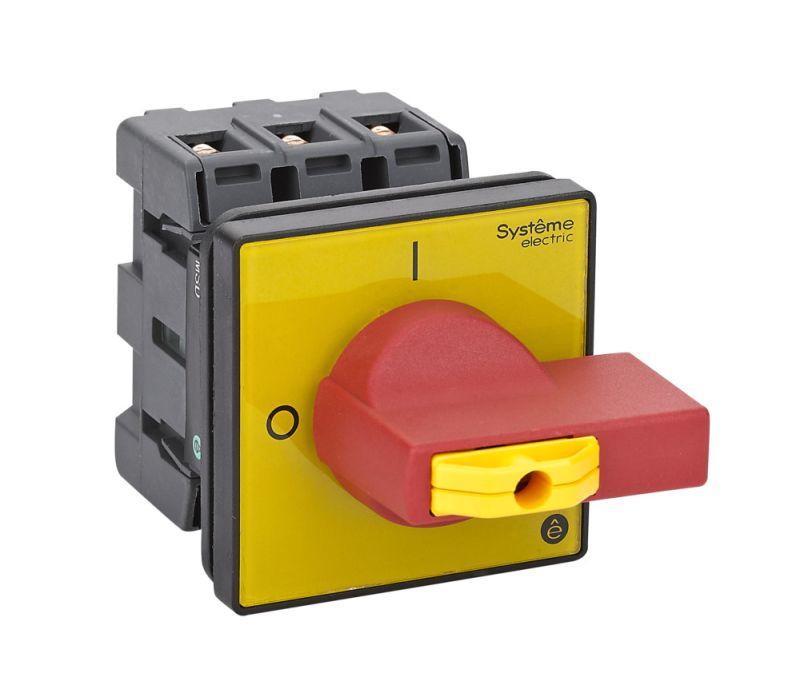 Выключатель-разъединитель 3п 63А IP20 с красн. рукоят. на дверцу 4 винта 1 замок SE MSD63360R