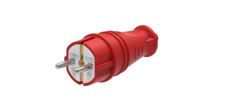 Вилка прямая 16А 2P+E 250В IP44 MultiSet каучук красн. SE MST4401RD