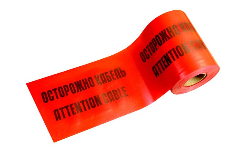 Лента сигнальная предупредительная ЛСЭ-250 "Осторожно! Кабель!" 250мм красн. (дл.100м) Промрукав PR08.3854