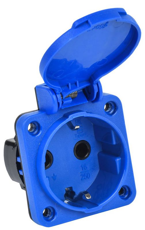 Розетка панельная MAGNUM 2P+PE 16А IP44 РП11-3 с защ. крышкой с заземл. син. IEK PSN71-016-3-2-44-K07