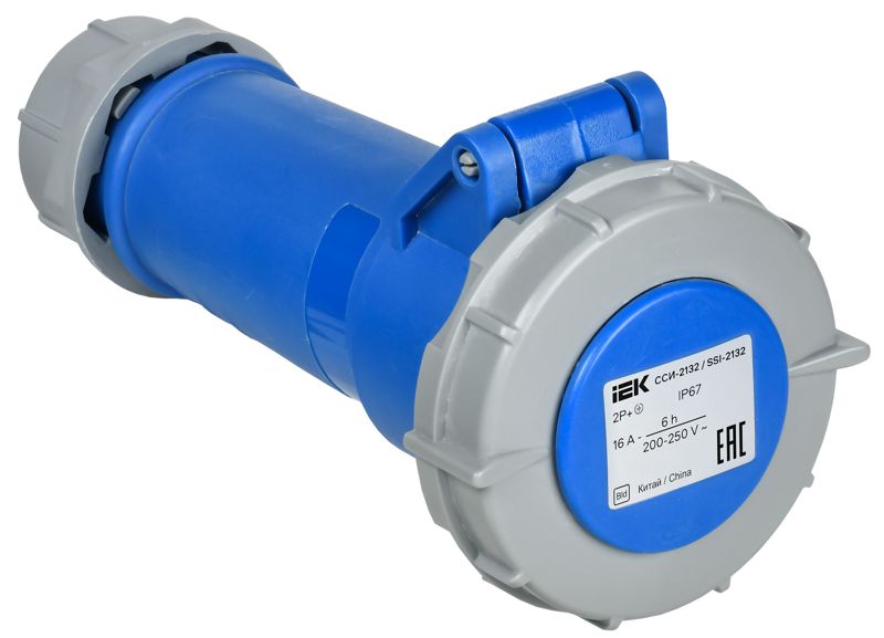 Розетка переносная ССИ-2132 16А 3п 2P+PE 6ч 220В IP67 IEK PSR21-016-3-0-67