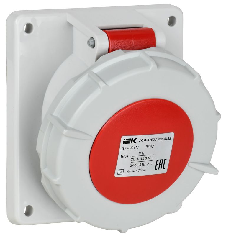 Розетка встраиваемая угловая ССИ-4152 16А 5п 3P+PE+N 6ч 380В IP67 IEK PSR42-016-5-0-67