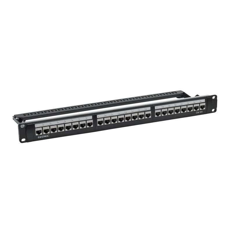Патч-панель модульная 19дюйм 1U CAT6A 24 порта RJ45 экранир. DKC RN6APPF24