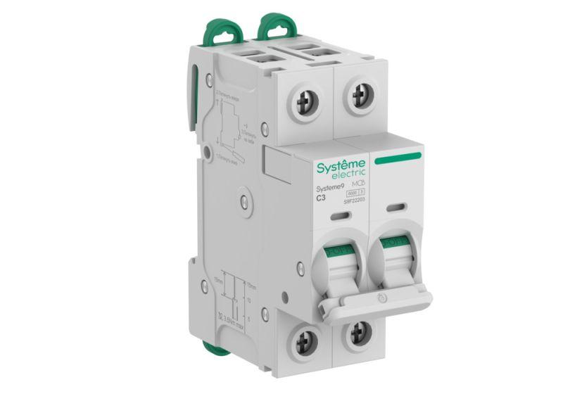 Выключатель автоматический 2п C 3А 6кА Systeme9 400В SE S9F22203