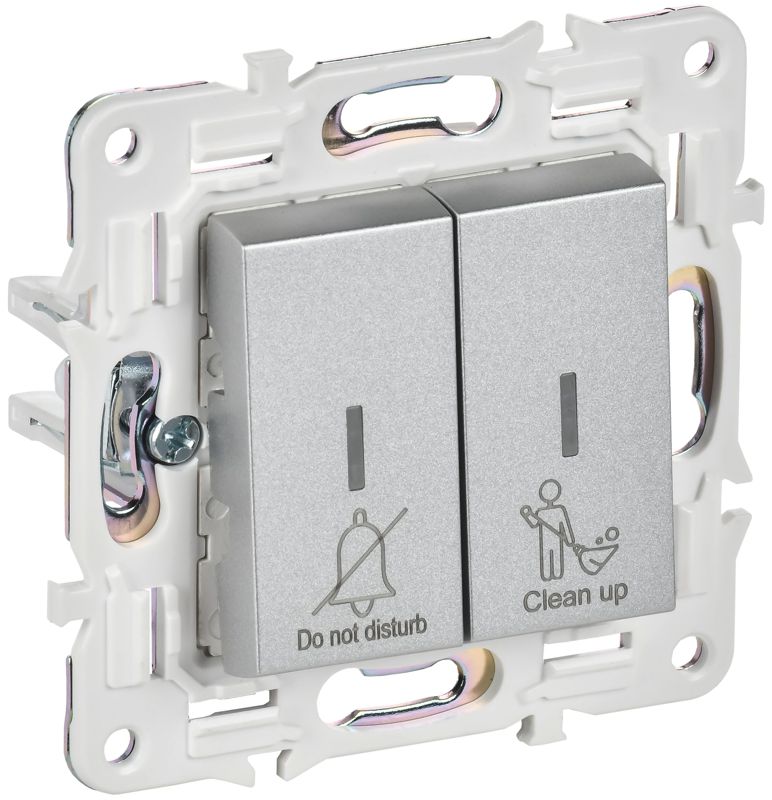 Выключатель 2-кл. SKANDY 10А SK-V16S для отелей с индикацией серебр. IEK SK-V20-2-10-K23