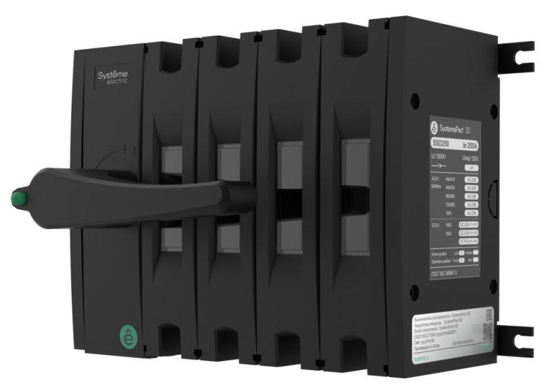 Выключатель-разъединитель SYSTEMEPACT SD160 4п 125А рукоятка фронт. слева (зак. отдельно) SE SSD01604LF0125