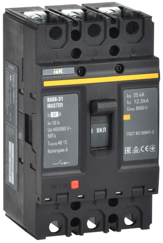 Выключатель автоматический 3п 25А 25кА ВА88-31 MASTER IEK SVA00-3-0025-02