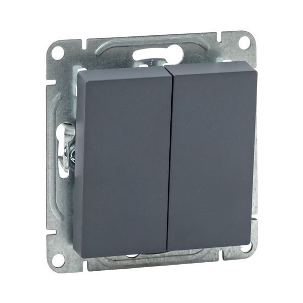 Выключатель проходной 2-кл. СП Эпика механизм графит EKF UP1-SWG-21