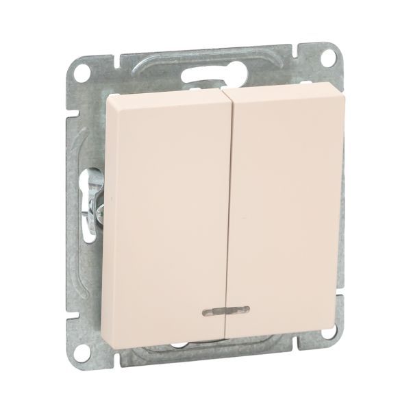 Выключатель 2-кл. СП Эпика с подсветкой механизм крем. EKF UP1-SWI-24